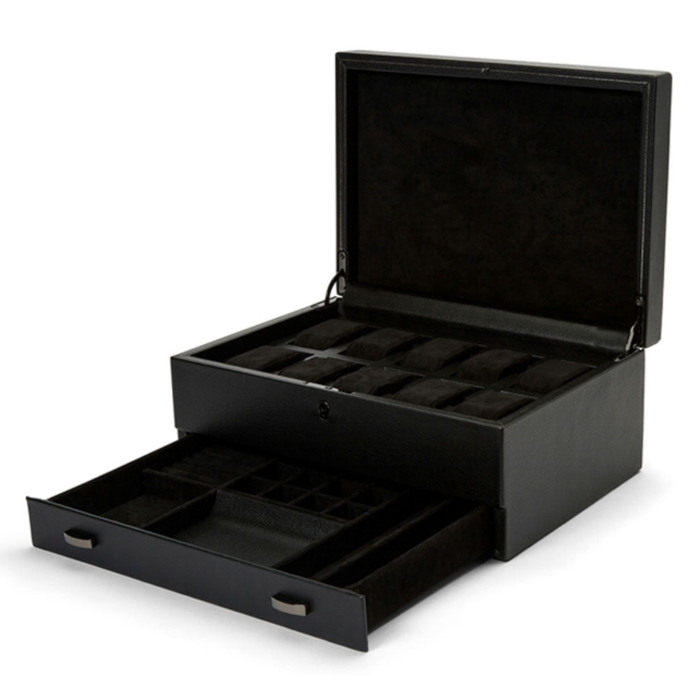 WOLF 1834 British Racing 10-Piece Watch Box with Storage – Black - Image 4