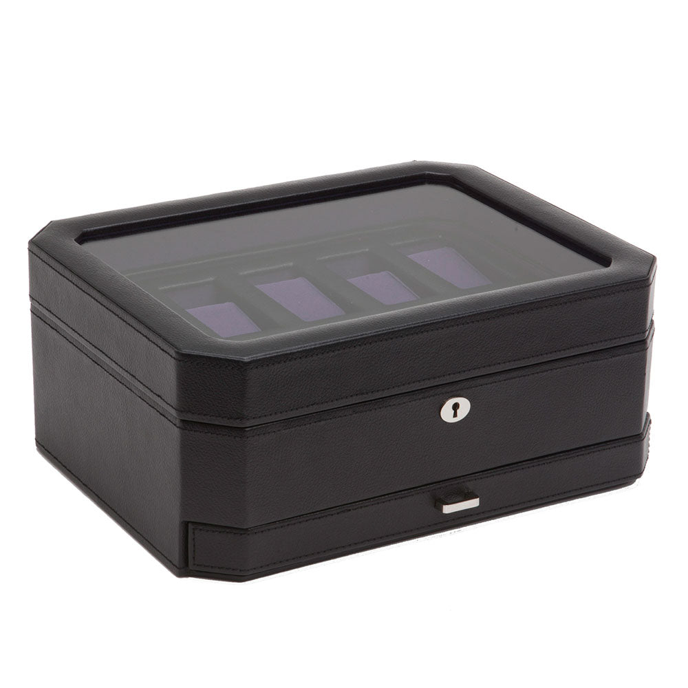 WOLF 1834 Windsor 10-Piece Watch Box with Drawer – Windsor Black/Purple - Image 1