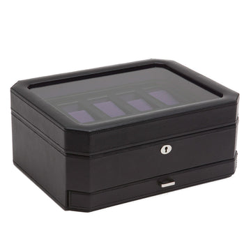 WOLF 1834 Windsor 10-Piece Watch Box with Drawer – Windsor Black/Purple - Image 1