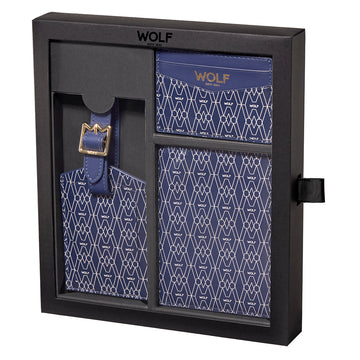 WOLF 1834 Signature Passport, Card Case & Luggage Tag Gift Set – Blue - Image 1