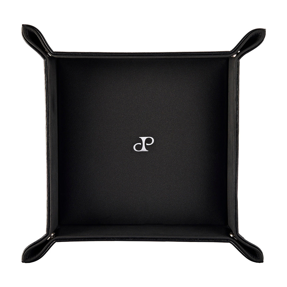 WOLF 1834 Philipp Snap Valet Tray – Black Vegan Leather, 9" Square - Image 2
