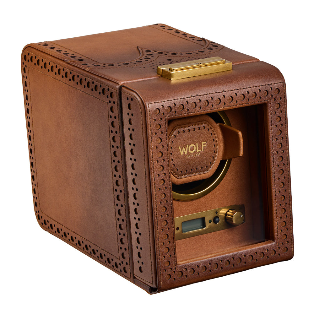 WOLF 1834 Brogue Single Watch Winder – Burnished Brown - Image 2