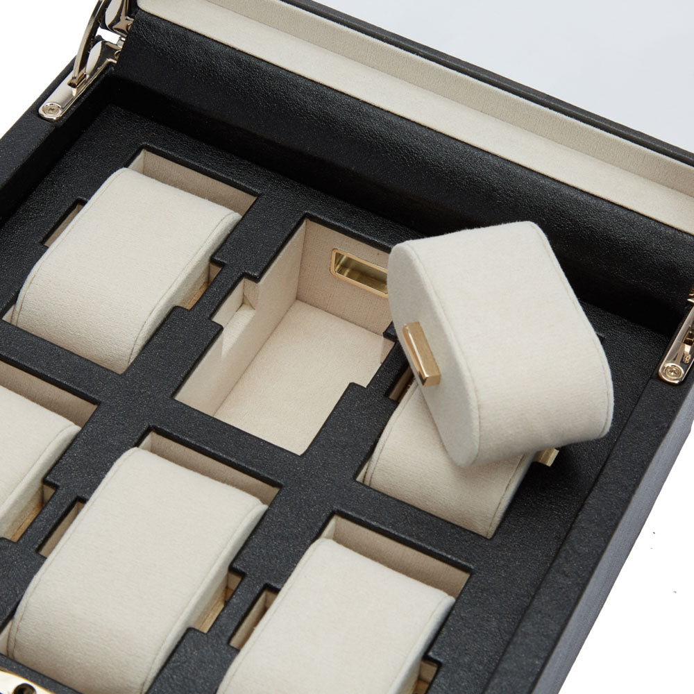 WOLF 1834 Palermo 6 Piece Watch Box – Black Anthracite Leather - Image 4