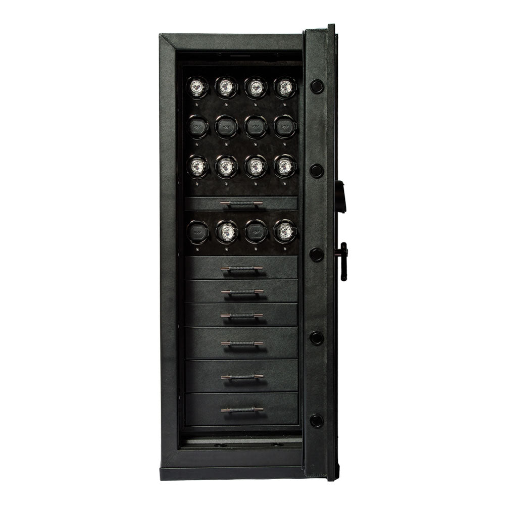 WOLF 1834 Churchill 16-Piece Watch Winder Safe – Black Pebble Leather - Image 3