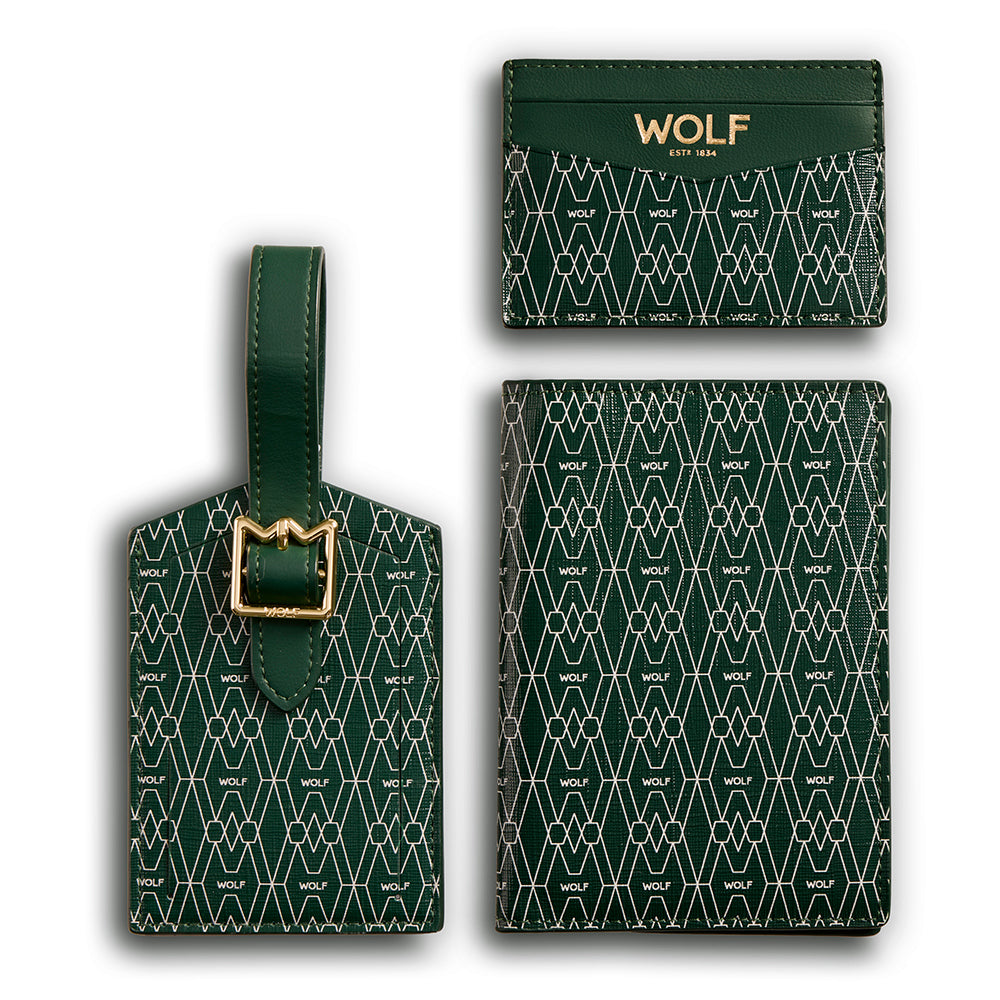 WOLF 1834 Signature Passport, Card Case & Luggage Tag Gift Set – Green - Image 2