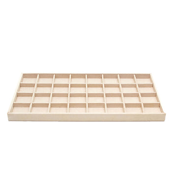 WOLF 1834 Vault Earring Insert Tray - 32 Compartments, Beige LusterLoc™ Lining - Image 1