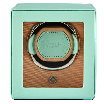 WOLF 1834 Cub Single Watch Winder with Cover - Seltzer Mint/Peach - Image 1