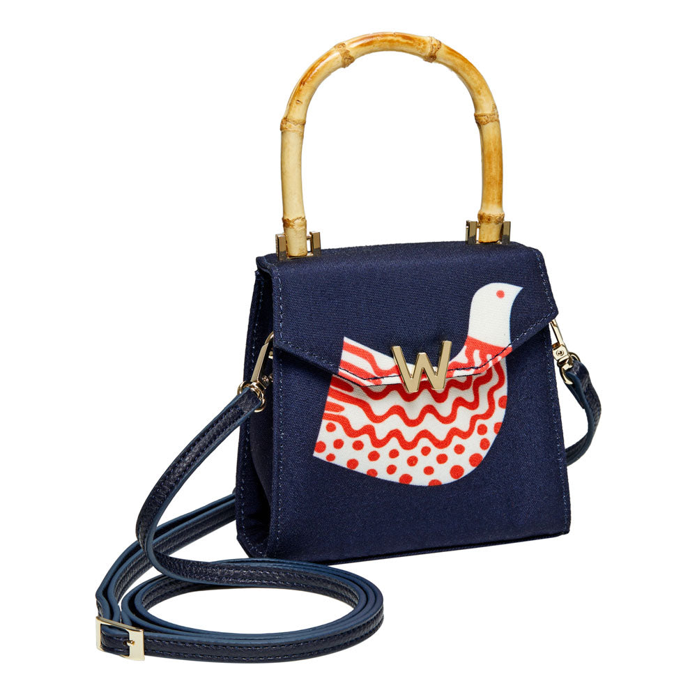WOLF 1834 Evie Small Bag - Navy Bird | Fiona Howard Hand-Printed Crossbody - Image 3