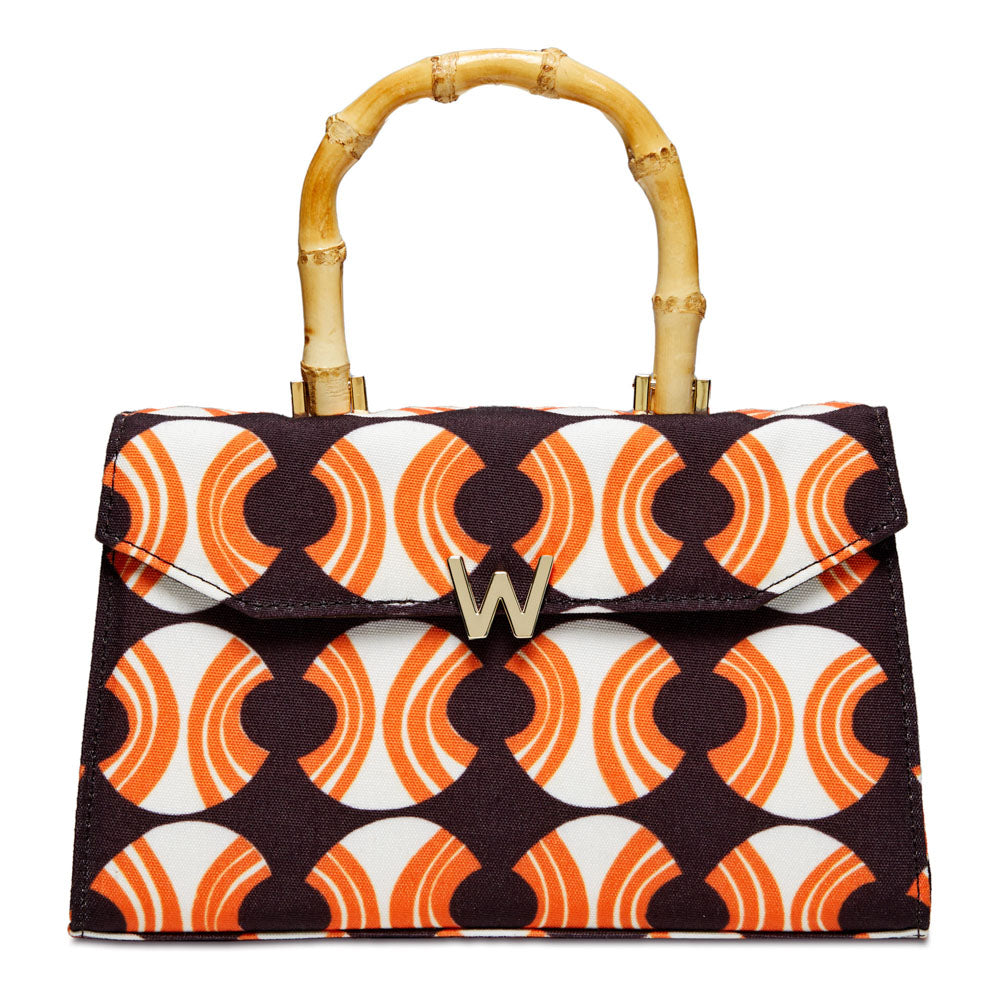 WOLF 1834 Evie Large Bag – Echo Tang Brown | Hand-Printed Occasion Bag with Bamboo Handle - Image 1