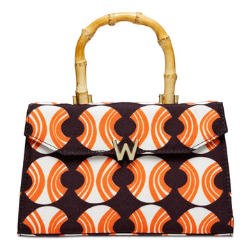 WOLF 1834 Evie Large Bag – Echo Tang Brown | Hand-Printed Occasion Bag with Bamboo Handle - Image 1