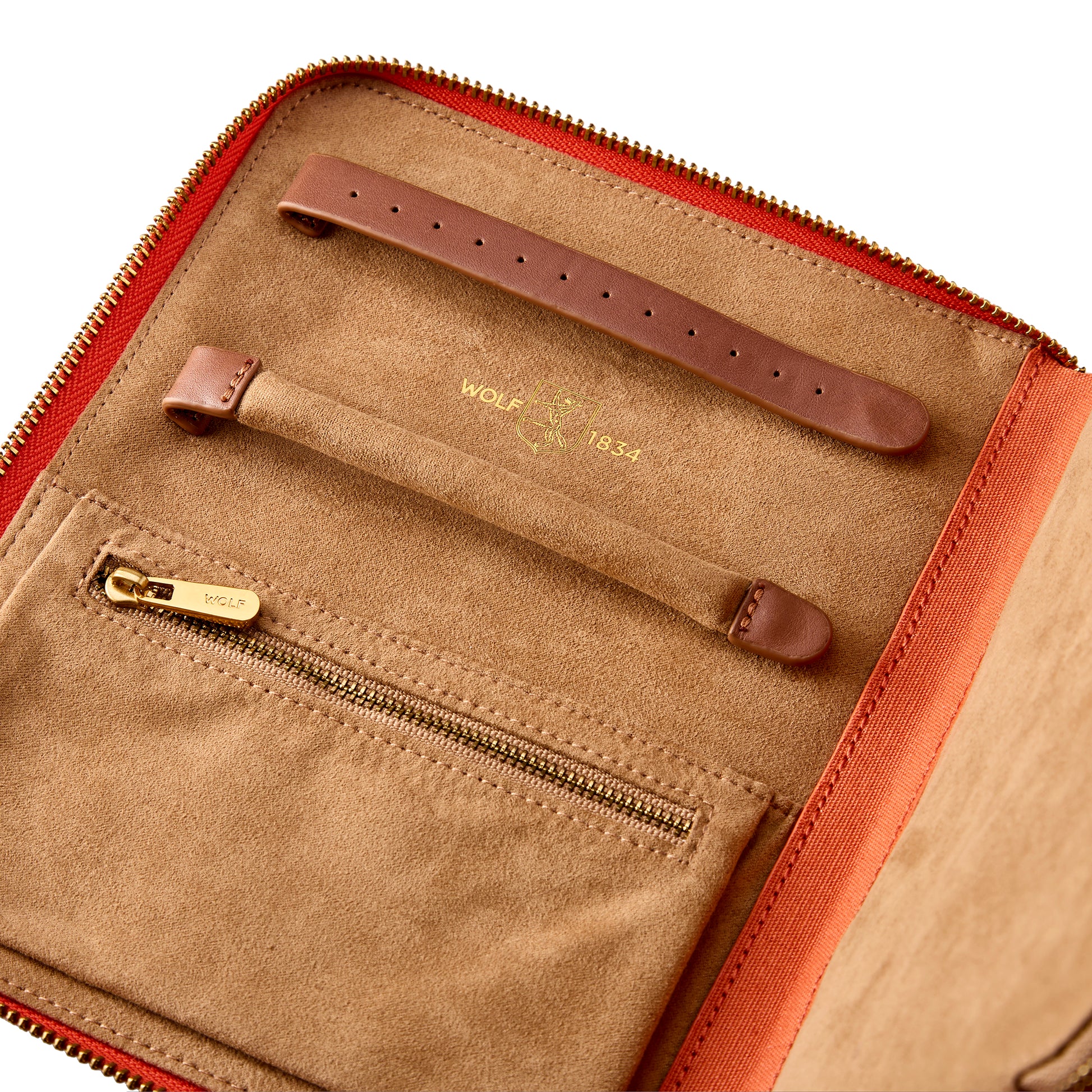 WOLF 1834 Ida Travel Zip Jewelry Portfolio - Orange - Image 4