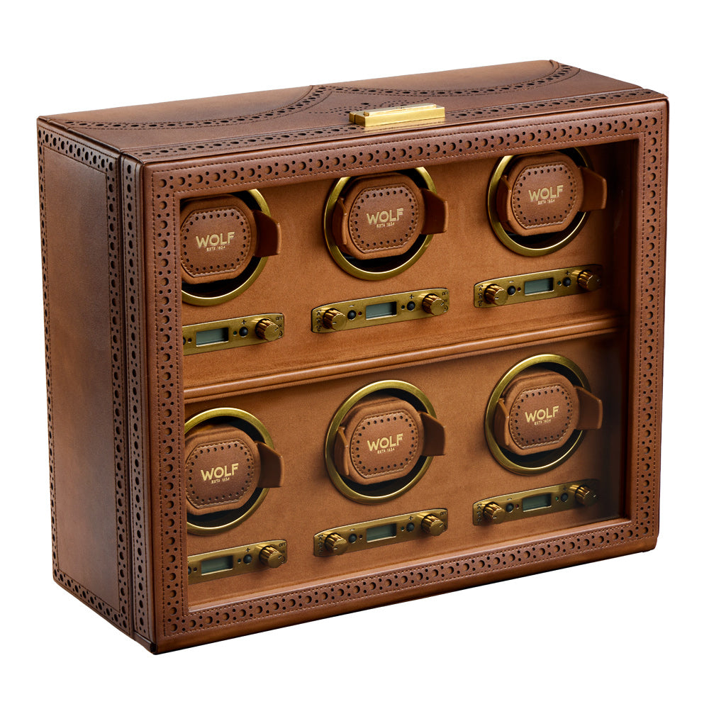 WOLF 1834 Brogue 6-Piece Watch Winder – Burnished Brown - Image 2