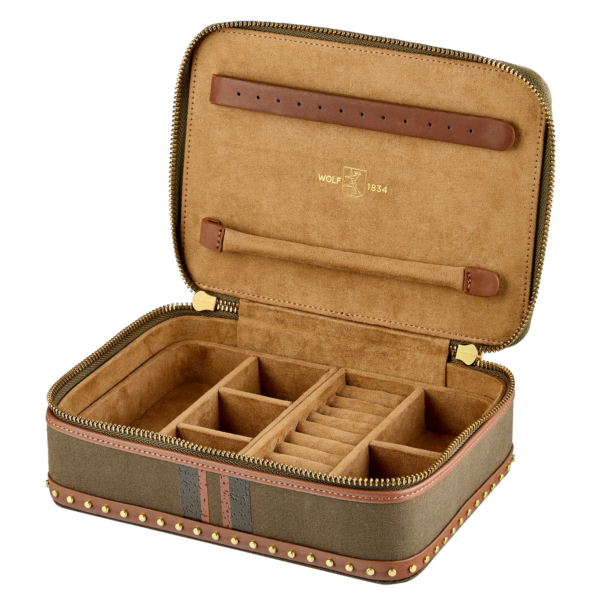 WOLF 1834 Ida Travel Zip Jewelry Case - Khaki - Image 3