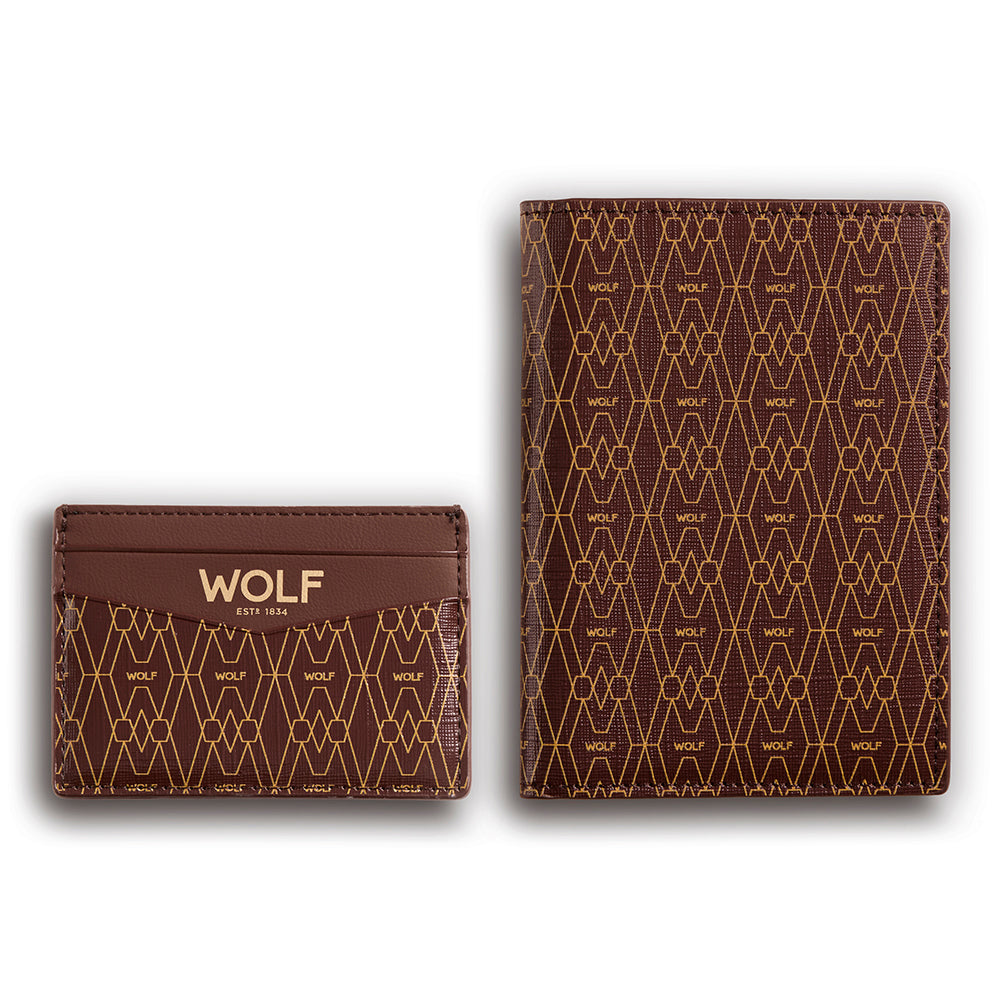 WOLF 1834 Signature Passport & Card Case Gift Set – Brown - Image 2