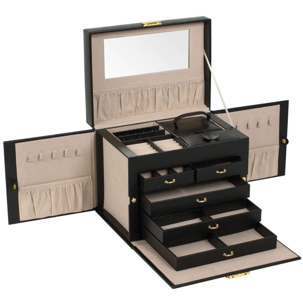 WOLF 1834 Heritage Medium Jewelry Box – Black, 28 Compartments with Travel Case - Image 3