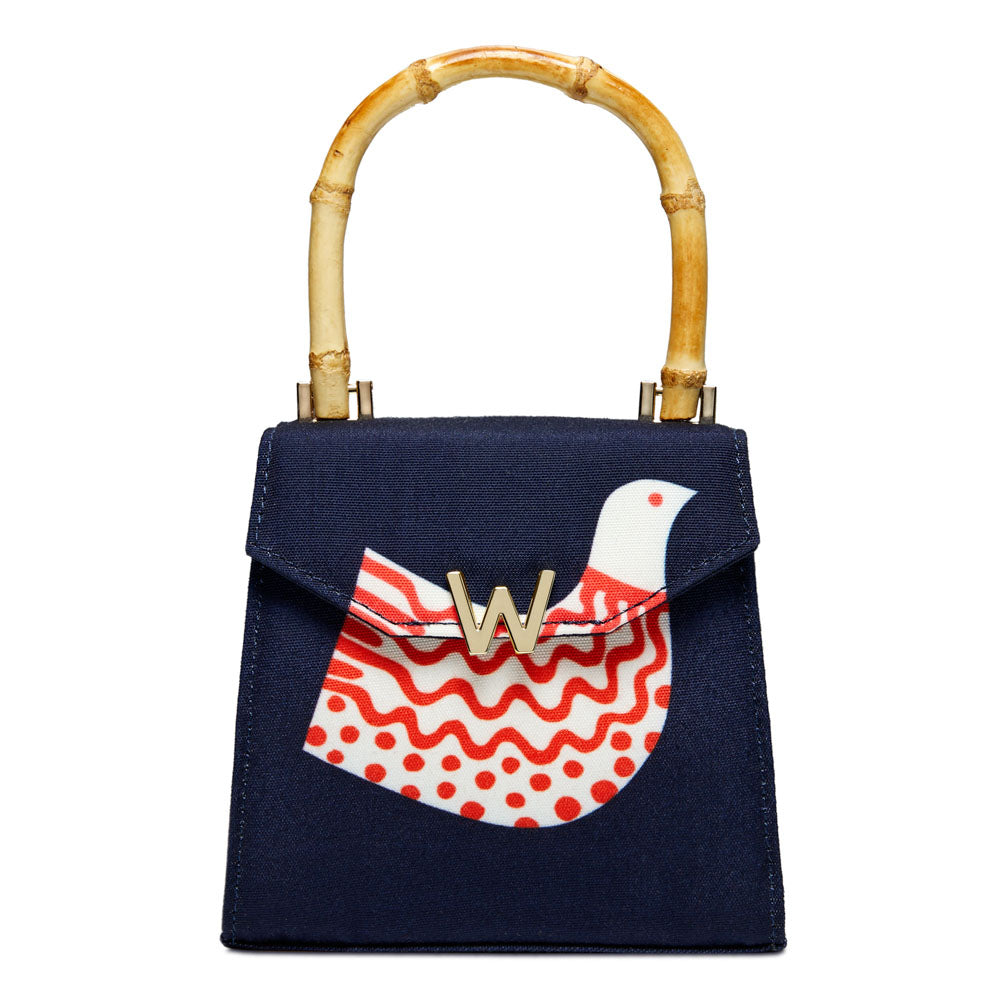 WOLF 1834 Evie Small Bag - Navy Bird | Fiona Howard Hand-Printed Crossbody - Image 1