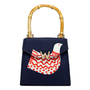 WOLF 1834 Evie Small Bag - Navy Bird | Fiona Howard Hand-Printed Crossbody - Image 1