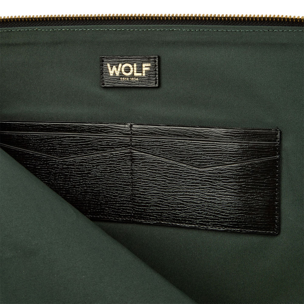 WOLF 1834 W Laptop Sleeve - Black Embossed Leather with RFID Protection (13") - Image 4