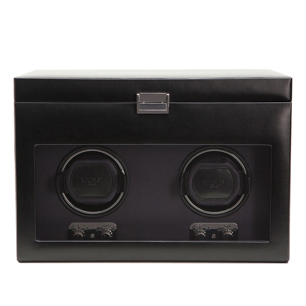 WOLF 1834 Heritage Double Watch Winder with Storage – Black - Image 1