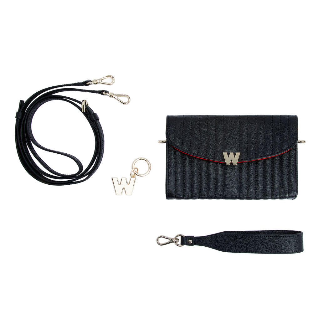 WOLF 1834 Mimi Crossbody Bag with Wristlet – Black Vegan Leather - Image 6