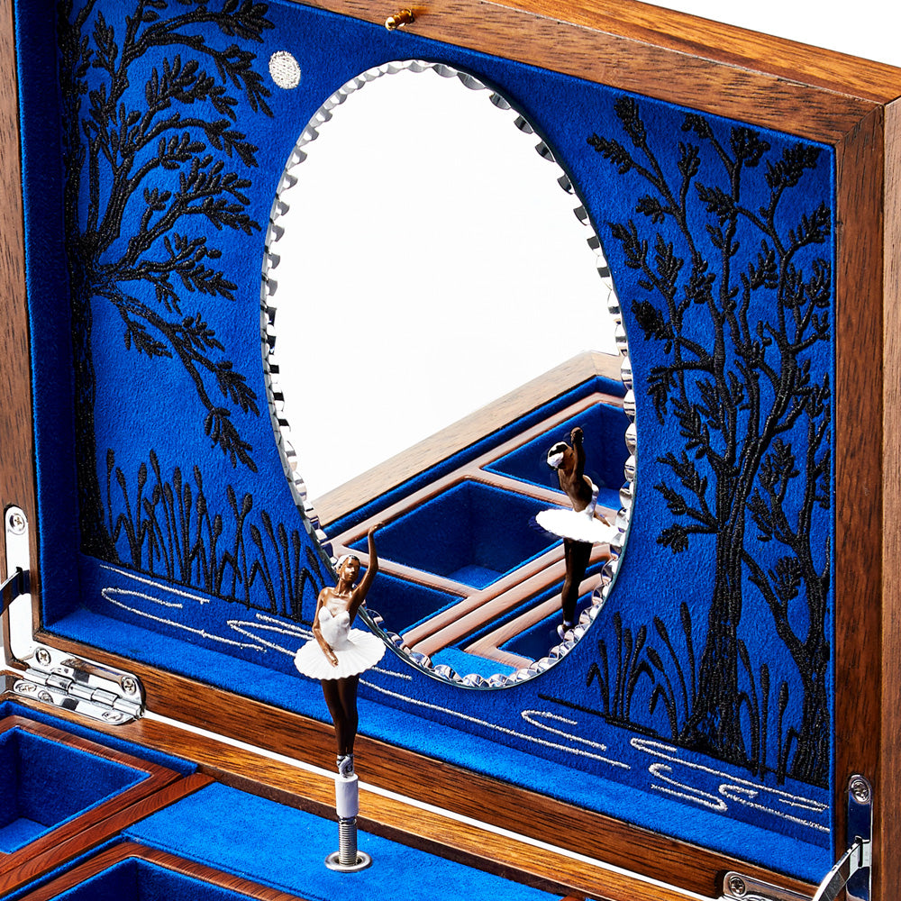 WOLF 1834 Ballet Musical Jewelry Box – Swan Lake Walnut Wood - Image 7