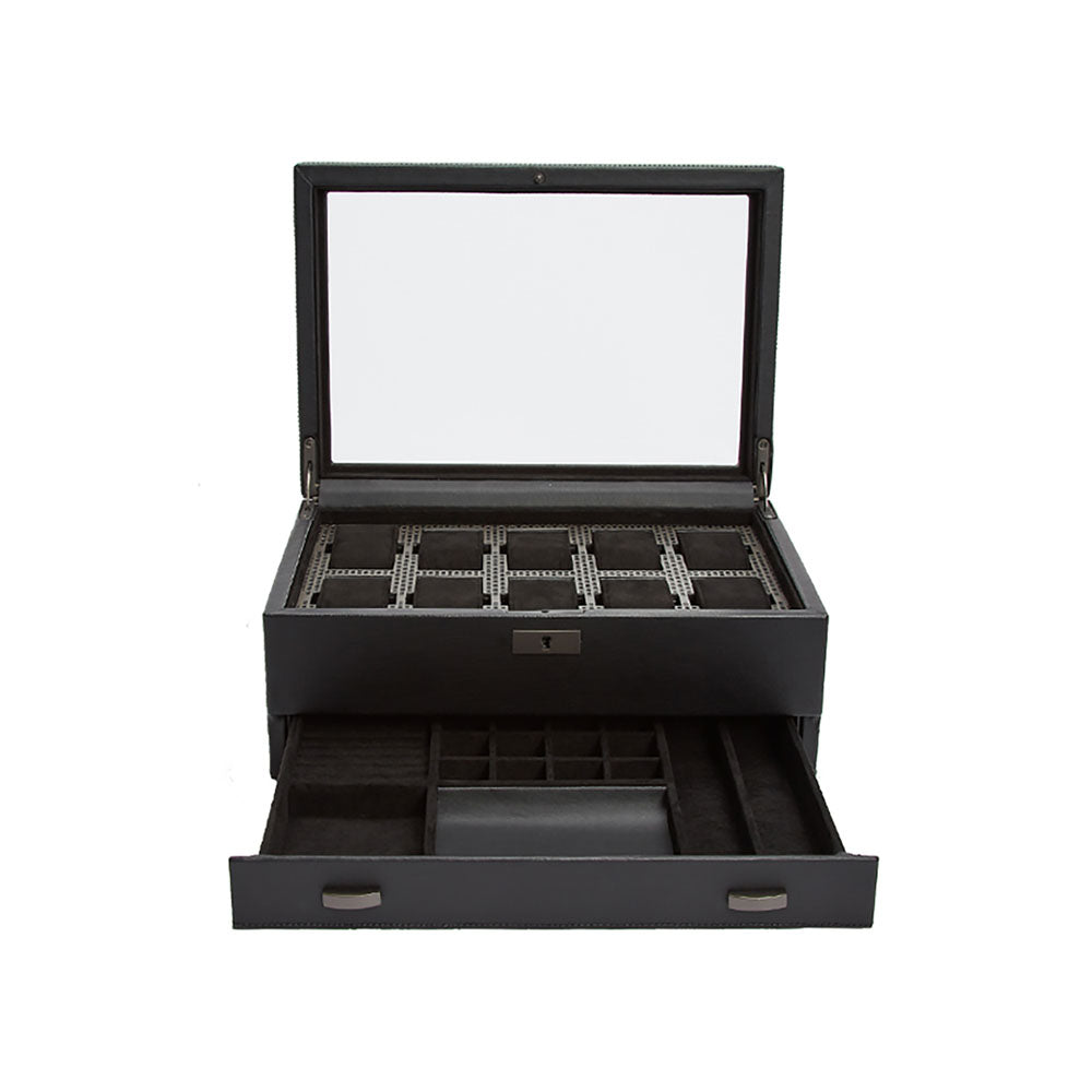 WOLF 1834 Axis 10-Piece Watch Box with Drawer – Powder Coat - Image 3