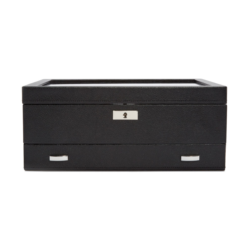 WOLF 1834 Classic 10 Piece Watch Box with Drawer – Black - Image 1