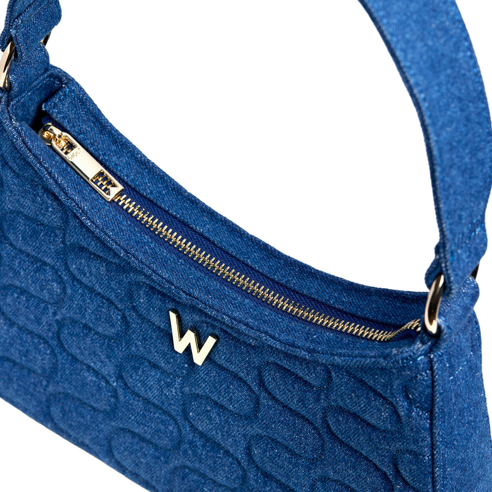WOLF 1834 Mimi Swirl Shoulder Bag with Scarf – Denim - Image 4