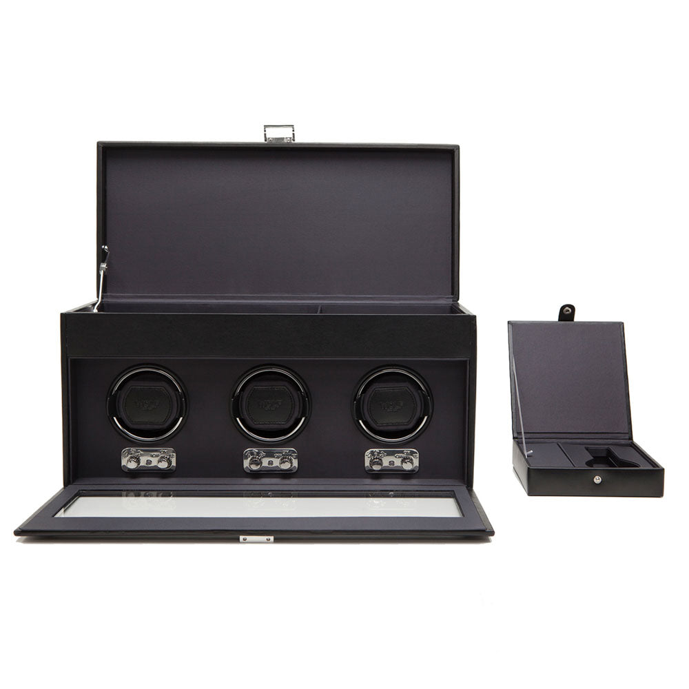 WOLF 1834 Heritage Triple Watch Winder with Storage – Black - Image 2
