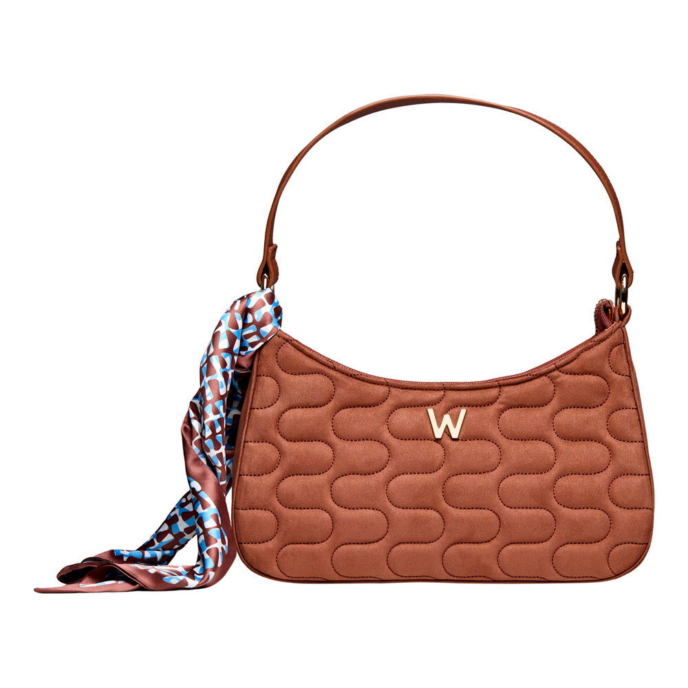 WOLF 1834 Mimi Swirl Shoulder Bag with Scarf - Nutshell Brown - Image 2