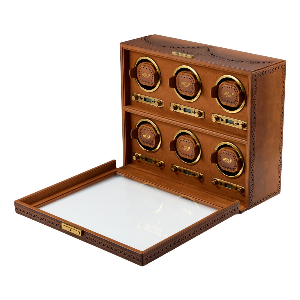 WOLF 1834 Brogue 6-Piece Watch Winder – Burnished Brown - Image 3
