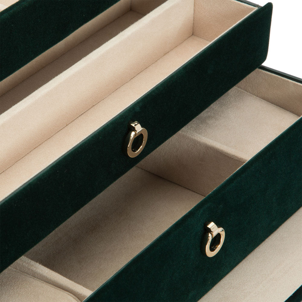 WOLF 1834 Zoe Medium Jewelry Box – Forest Green Velvet with Floral Embroidery - Image 5