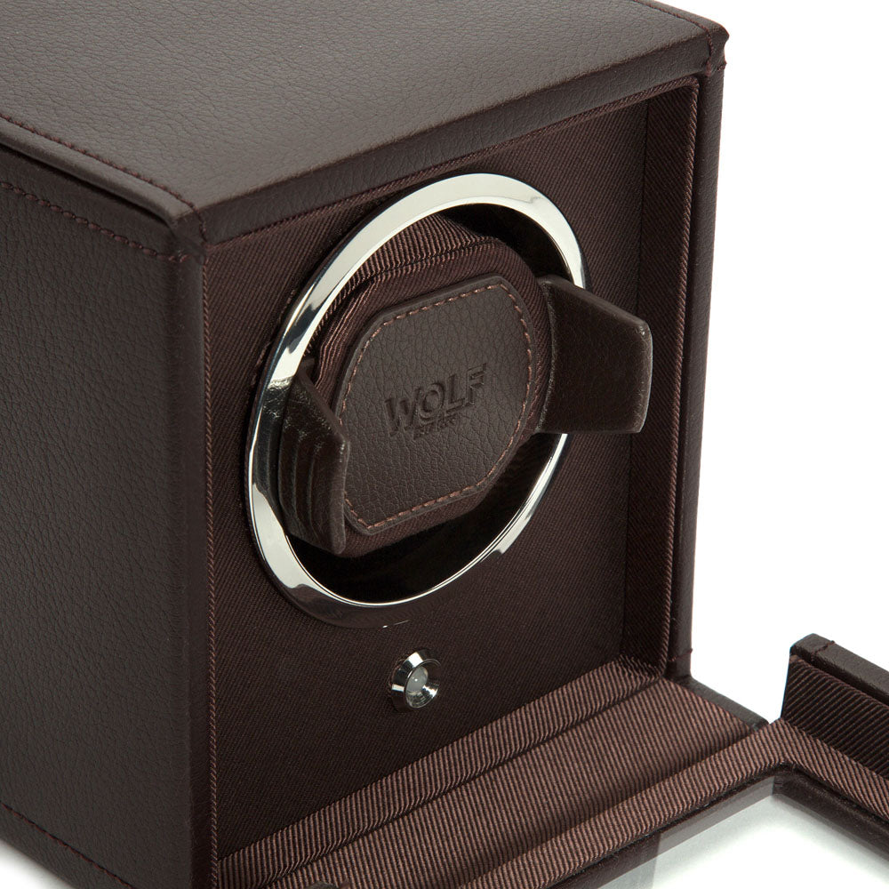 WOLF 1834 Cub Single Watch Winder with Cover – Brown Vegan Leather - Image 5