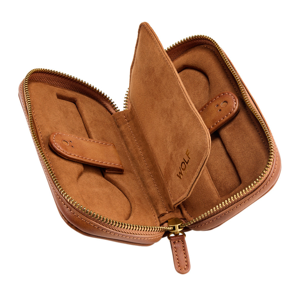 WOLF 1834 Brogue 2-Piece Watch Zip Case - Burnished Brown - Image 4