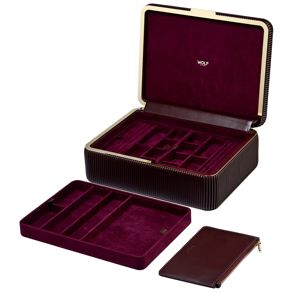 WOLF 1834 Bella Large Jewelry Box – Bordeaux, 3 Removable Trays with LusterLoc™ Lining - Image 6