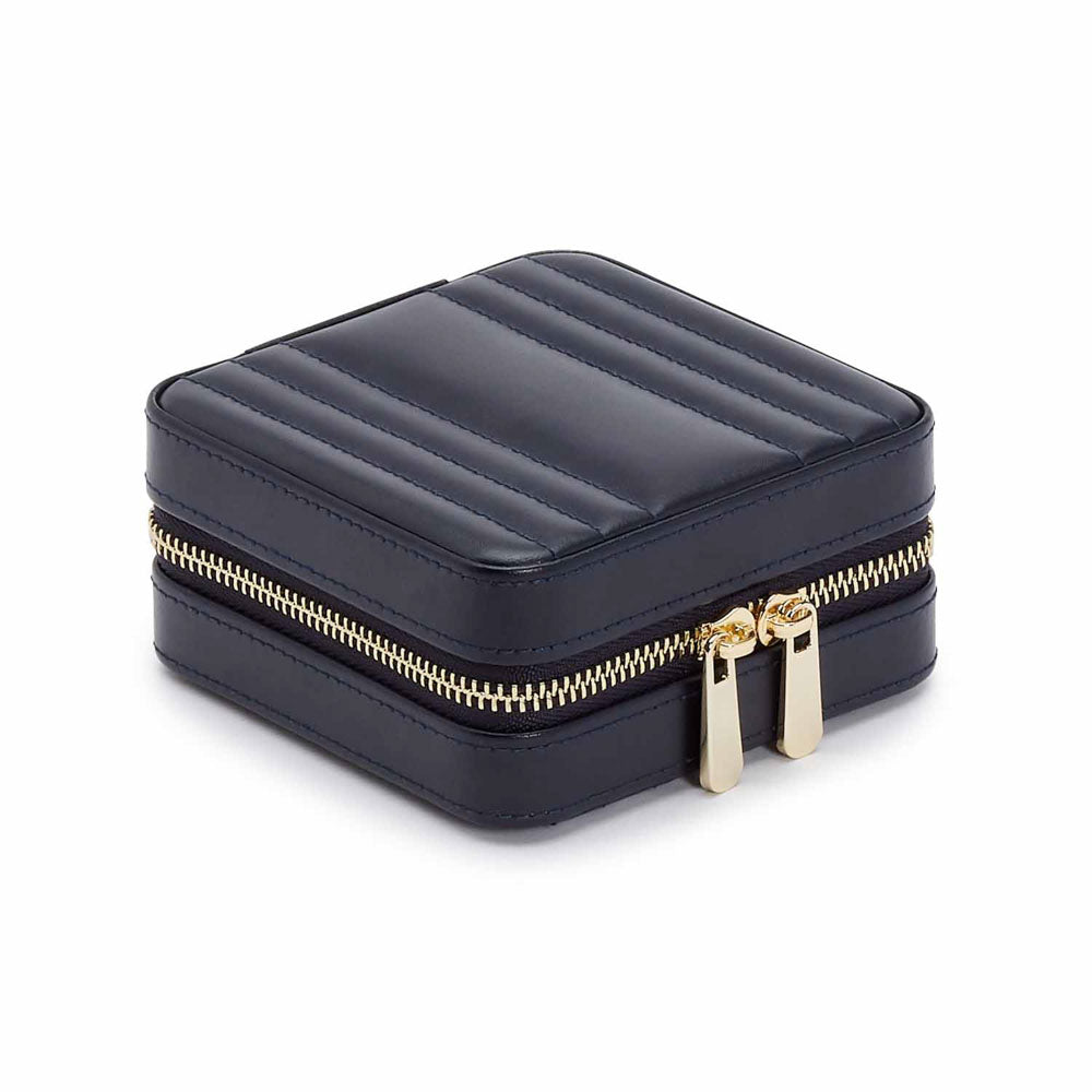 WOLF 1834 Maria Small Zip Case – Navy Leather Travel Jewelry Case - Image 2