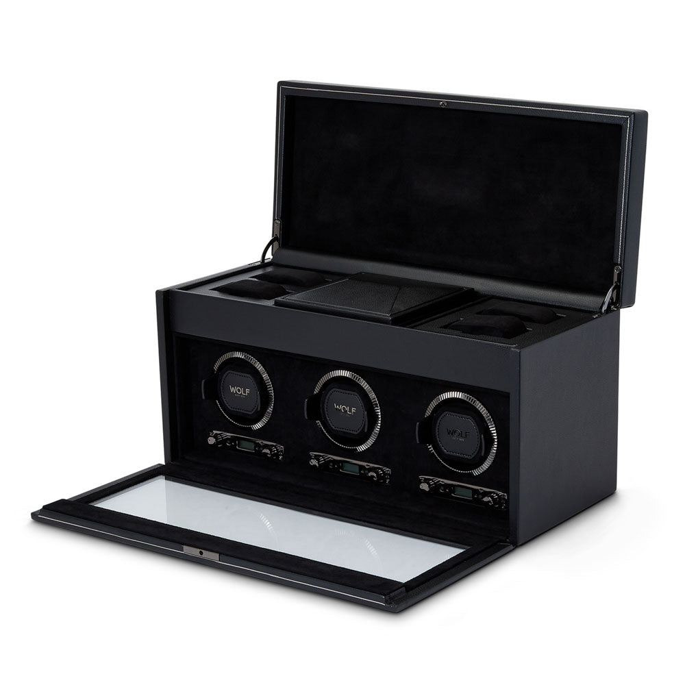 WOLF 1834 British Racing Triple Watch Winder with Storage – Black - Image 3