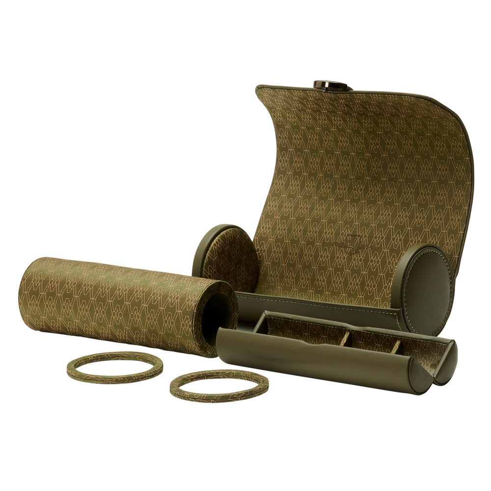 WOLF 1834 Earth Triple Watch Roll – Olive Apple Leather - Image 5