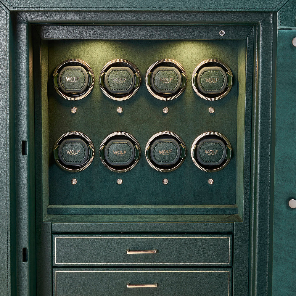 WOLF 1834 Athos 12-Piece Watch Winder & Jewelry Safe – Green - Image 3