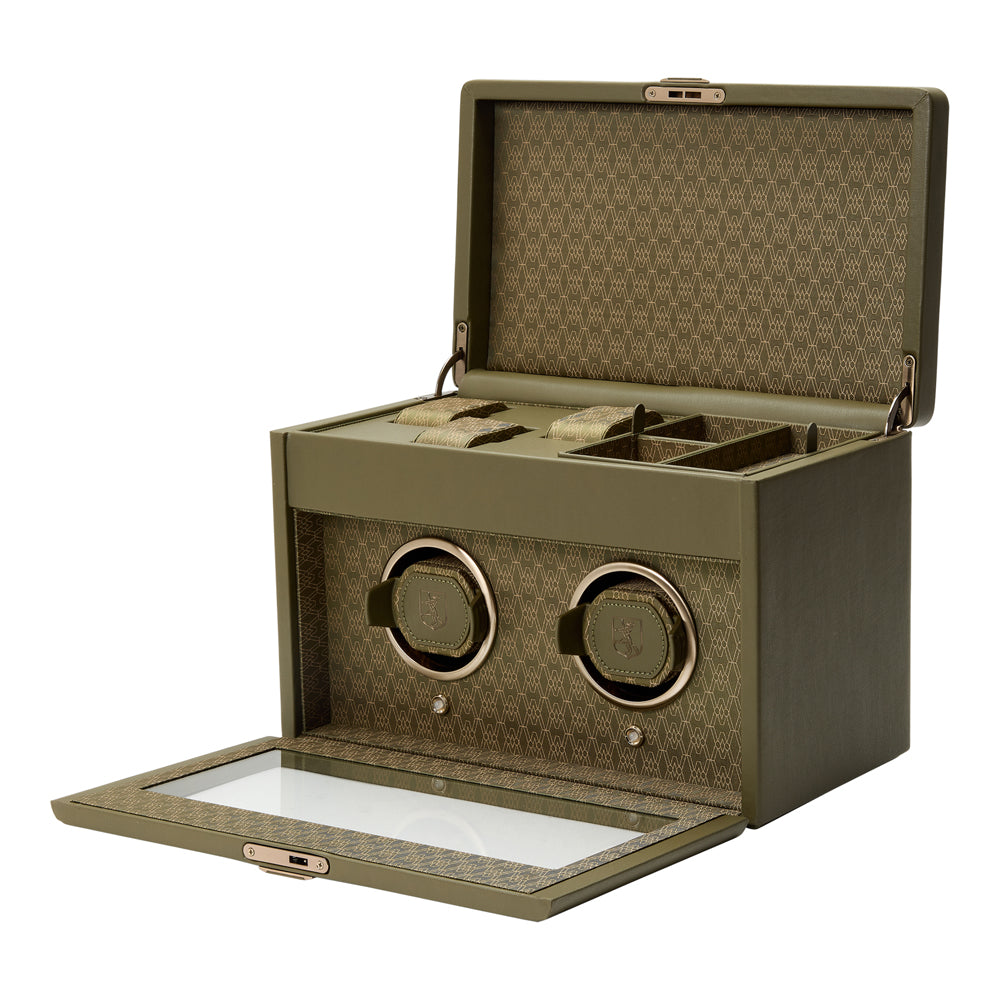 WOLF 1834 Earth Double Watch Winder – Olive (2-Wind, 3-Storage) - Image 3