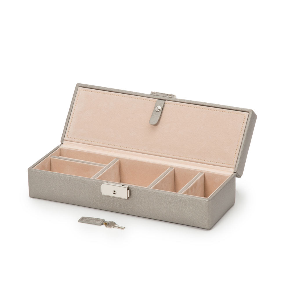 WOLF 1834 Heritage Safe Deposit Jewelry Case – Pewter Saffiano - Image 3