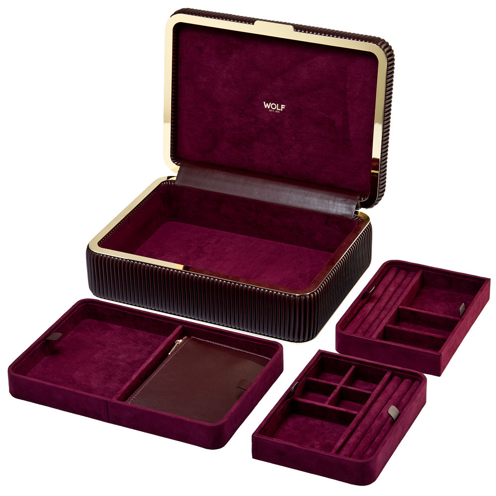 WOLF 1834 Bella Medium Jewelry Box - Bordeaux Vegan Leather with LusterLoc™ Anti-Tarnish Lining - Image 7