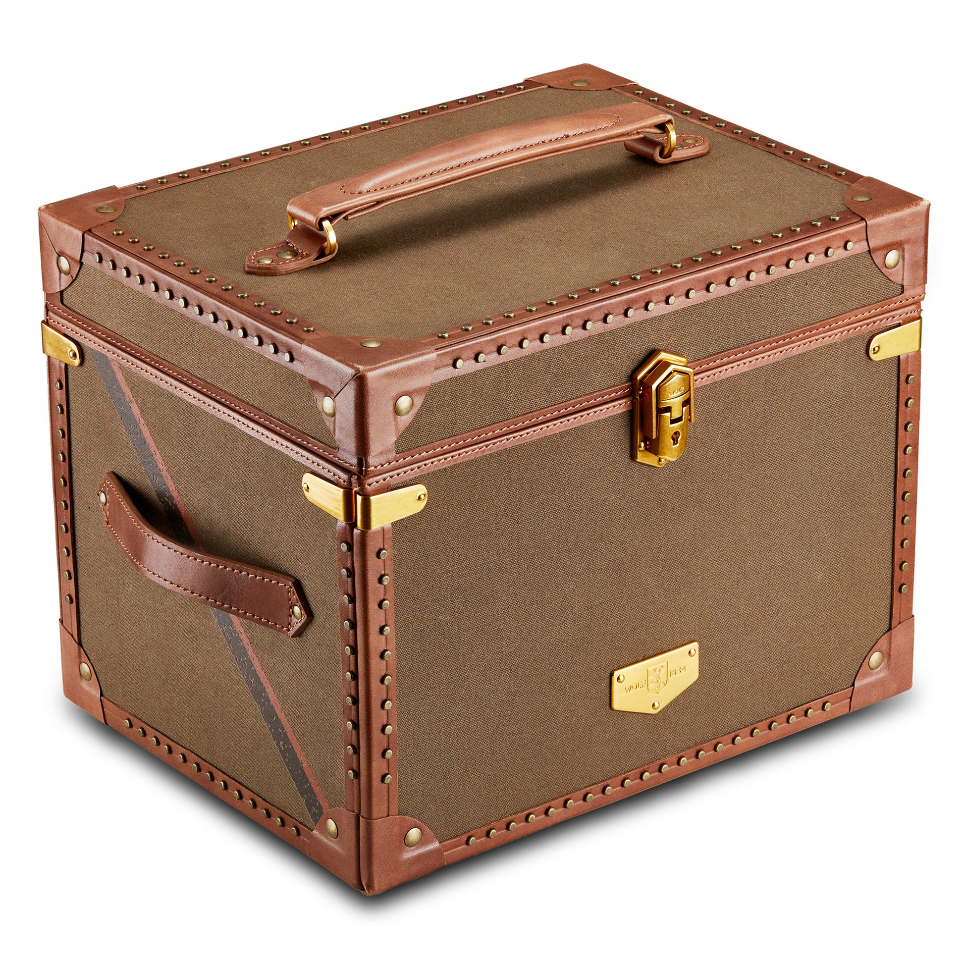 WOLF 1834 Ida Trunk Jewelry Box – Khaki Recycled Canvas with Leather Trim - Image 2