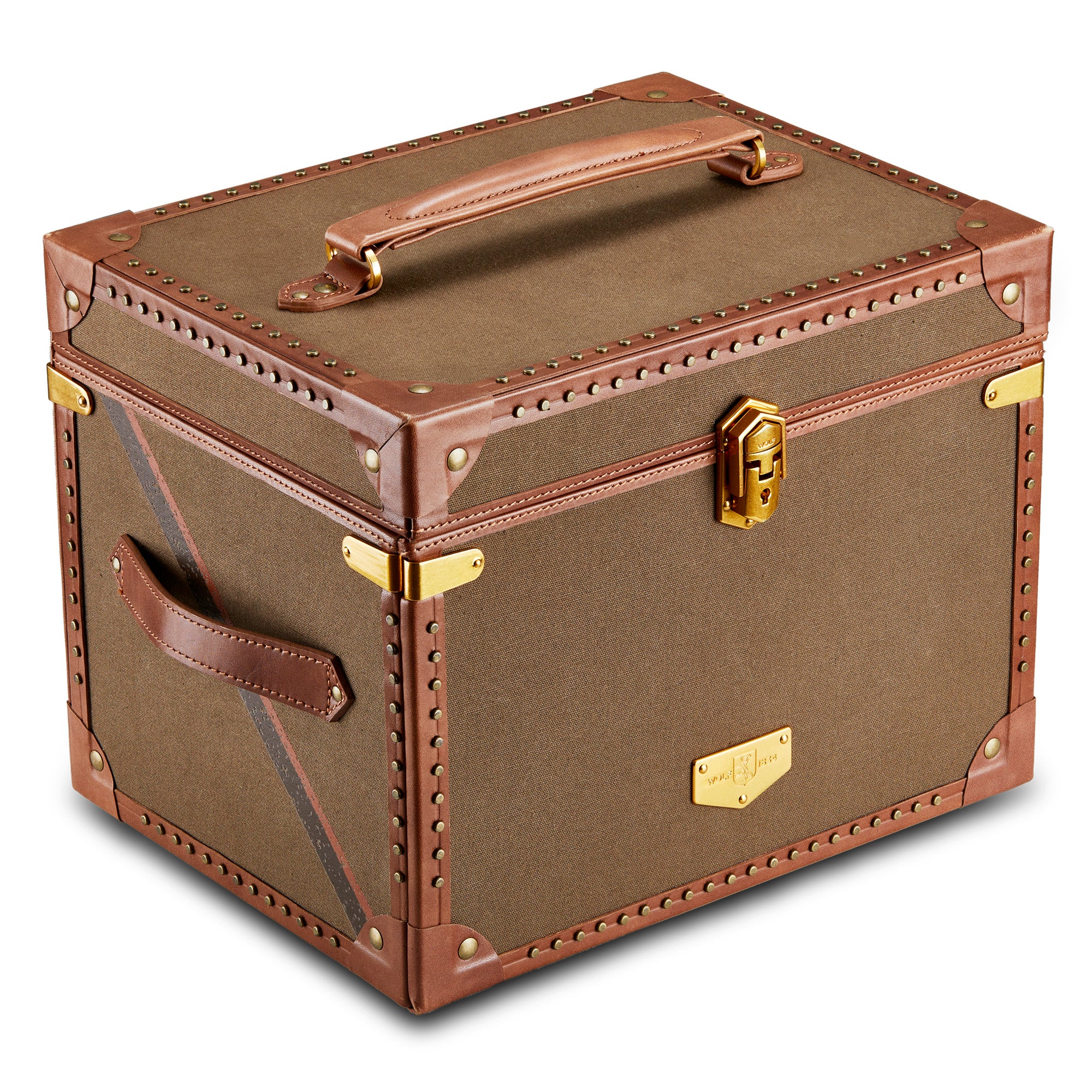 WOLF 1834 Ida Trunk Jewelry Box – Khaki Recycled Canvas with Leather Trim - Image 2