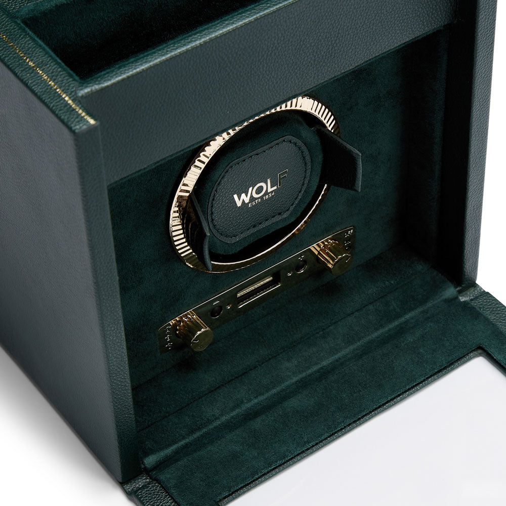 WOLF 1834 British Racing Single Watch Winder with Storage - Green - Image 5