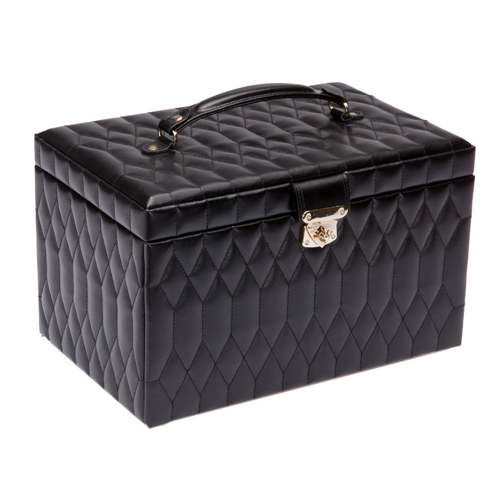 WOLF 1834 Caroline Extra Large Jewelry Case – Black, 43-Compartment Storage with LusterLoc™ Anti-Tarnish Lining - Image 2