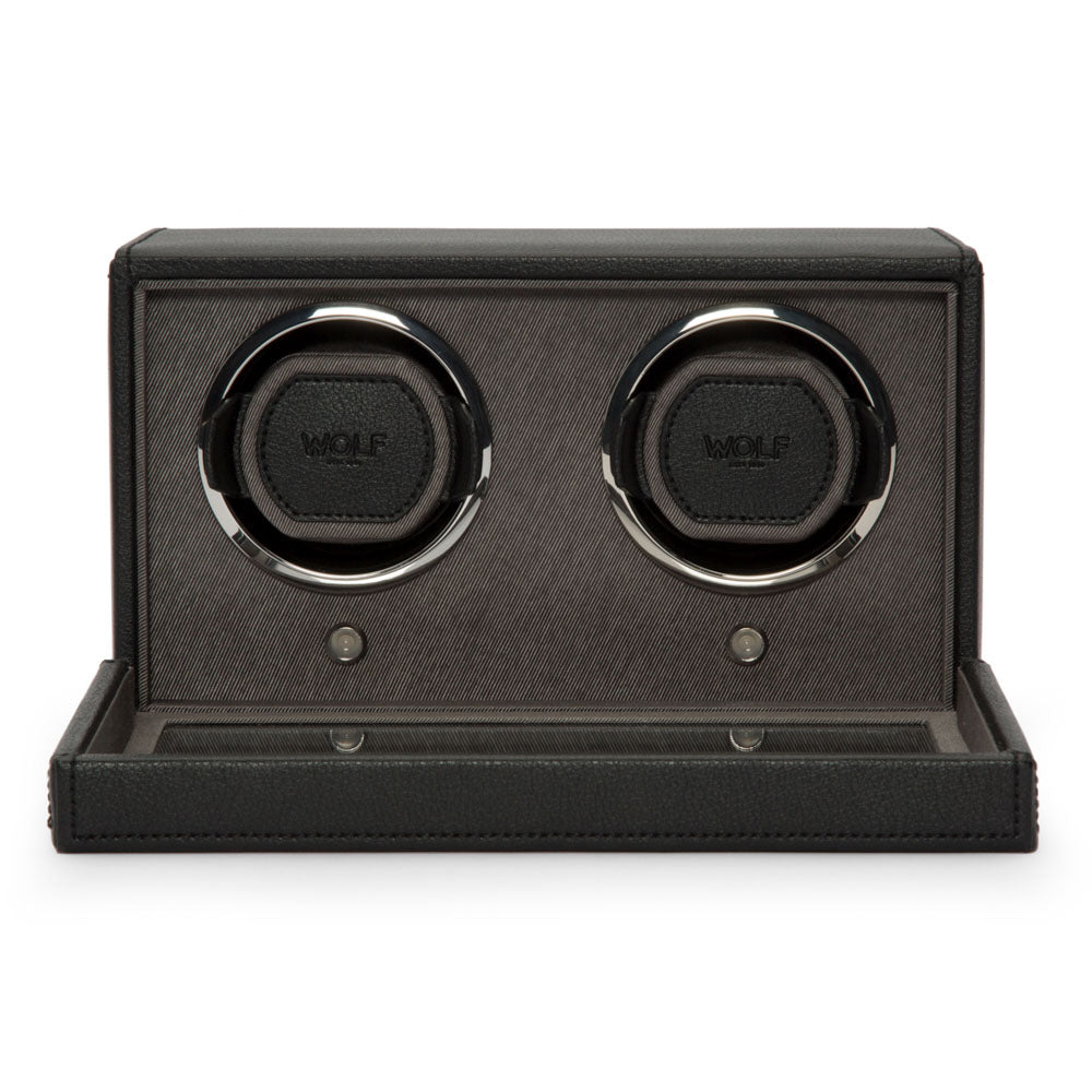 WOLF 1834 Cub Double Watch Winder with Cover – Black (2 Watch Capacity) - Image 3