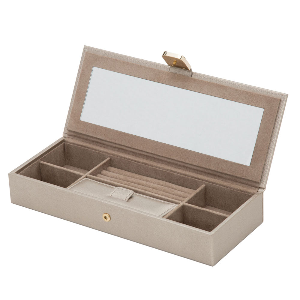 WOLF 1834 Palermo Safe Deposit Box - Pewter Leather Jewelry Travel Case - Image 3