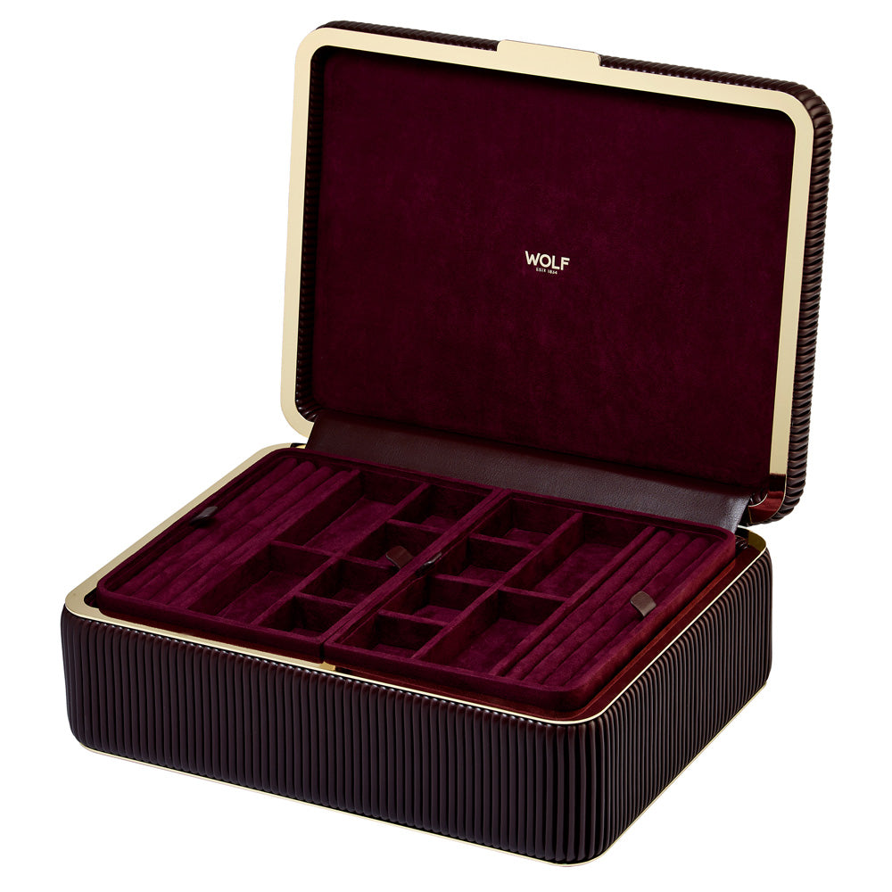 WOLF 1834 Bella Large Jewelry Box – Bordeaux, 3 Removable Trays with LusterLoc™ Lining - Image 3