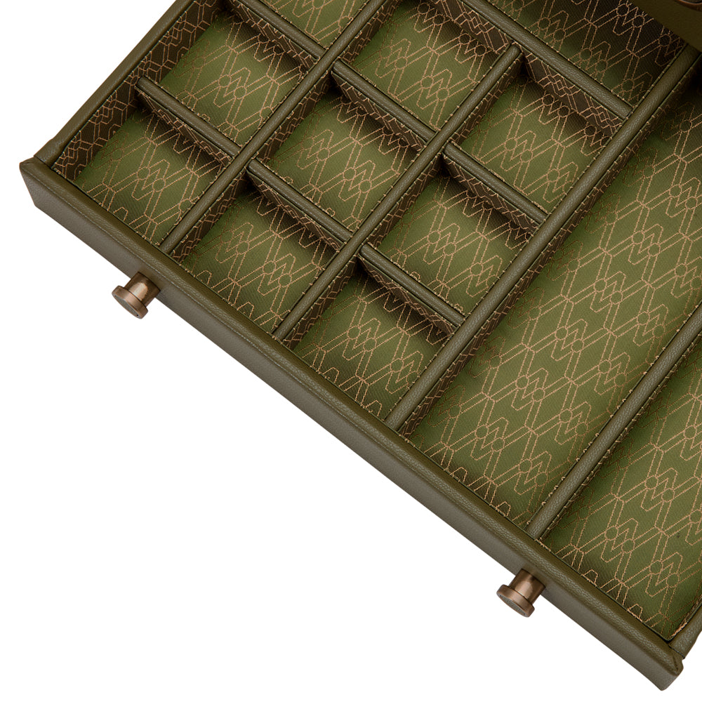 WOLF 1834 Earth Watch Stand Box - Olive Apple Leather with Glass Lid - Image 6
